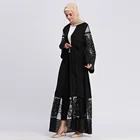 Solid color Muslim fashion women embroidery cardigan robes Dubai robes new ladies abaya dress