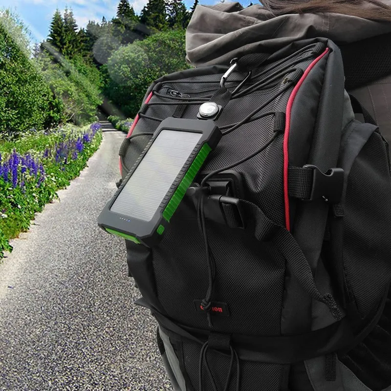 Waterproof 10000mAh Portable Compass Solar Charger Dual USB Battery Power Bank For iPhone for Samsung Smartphone - ANKUX.COM