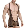 Men's Breathable Mesh Back Open Leopard Jockstrap Bodywear Struggles Underwear Men's Sexy Body Suit