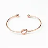 Lovecca Women Simple Design Silver/ Gold/ Rose Gold Wire Love Knot Cuff Bracelet Bangle For Selling