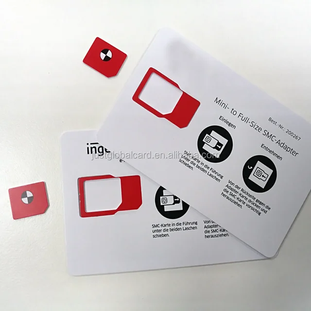 custom design printing pvc plastic card with sim card adapter