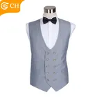 Fashion Grey Double Breasted U Cotton Waistcoat for Men Novelty