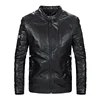 Retro Style Black Varsity Biker Motorcycle Faux PU Leather Jacket Men Stock