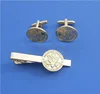 Russia National Emblem Double Head Eagle Gold Plated Tie Pin, Cufflinks Set Gifts