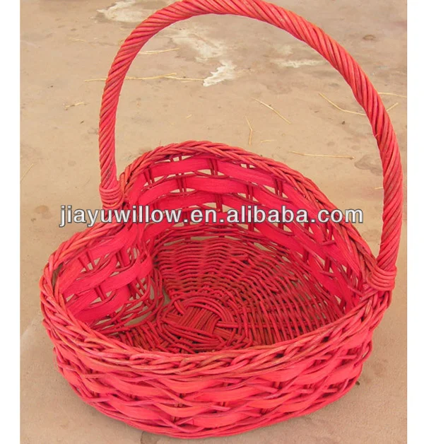 natural heart shape wicker gift basket