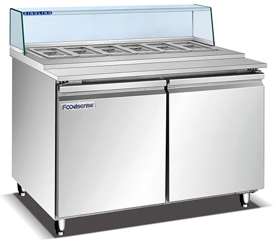 commercial Stainless Steel marble salad bar With refrigerant cabinet used for kitchen/restaurant
