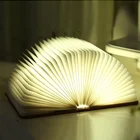 2019 Newest Trending products rechargeable paper folding led book lamp with wooden cover