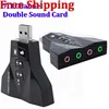 2 in 1 3D External Usb Audio 3D Sound Card 7.1 Digital Dual Virtual 7.1 Channel USB 2.0 Audio Adapter airplane Double Sound Card