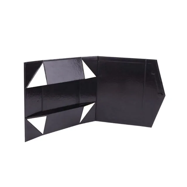 black collapsible cardboard gift foldable packaging box with