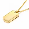 MECYLIFE 18k Gold Plated Military Pendant Necklace Stainless Steel Plain Fashion Men's Necklace Jewelry