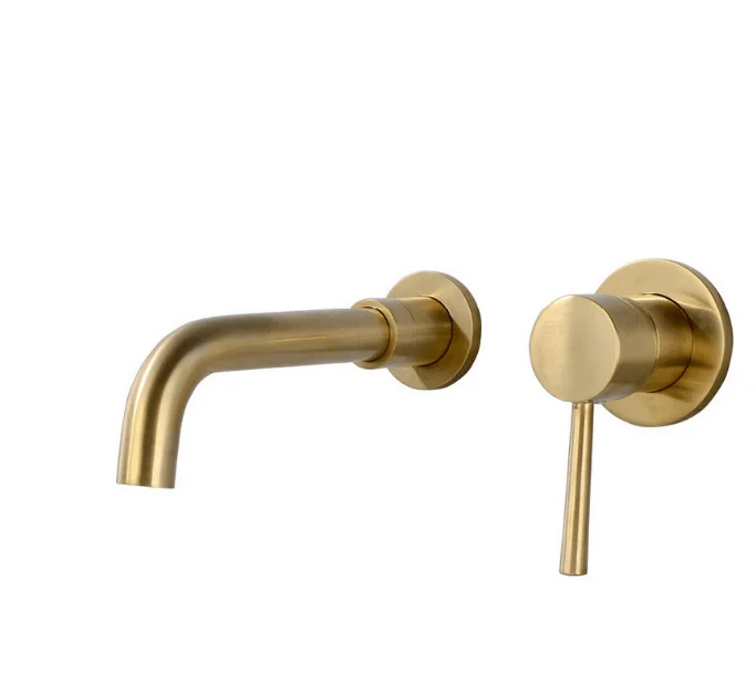 Bathroom Sink Faucet Wall Mounted Brass Brushed gold  Mixer Tap for Bathroom Sink Usage