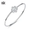 2018 popular customer logo flower crystal fashion jewelry silver bangles