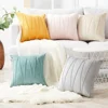 Amazon Hot Sale Nordic Multi Color Cushion Case Pleated Pillowcase Velvet Stripe Cushion Cover For Sofa Bed Decoration