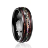 Black Acacia Wood Colorful Opal Tungsten Ring for Women Engagement Wedding Rings Jewelry