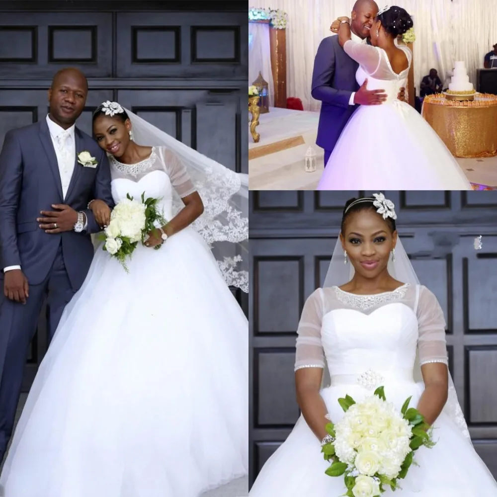 NE317 2020 African Casamento Simple Bridal Ball Gown Lace Wedding Dress illusion Half Sleeves Tulle Puffy Bride Gowns, Default or custom
NE317 2020 African Casamento Simple Bridal Ball Gown Lace Wedding Dress illusion Half Sleeves Tulle Puffy Bride Gowns, Default or custom