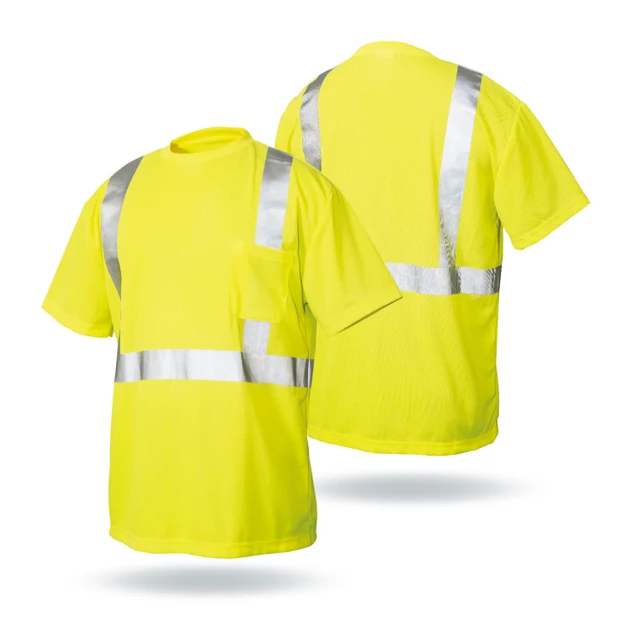 Fluorescent High Visibility Short Sleeves High Quality Reflective Safety T Shirts