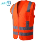 Custom polyester net mesh lightweight traffic security high visible reflective orange safety vest