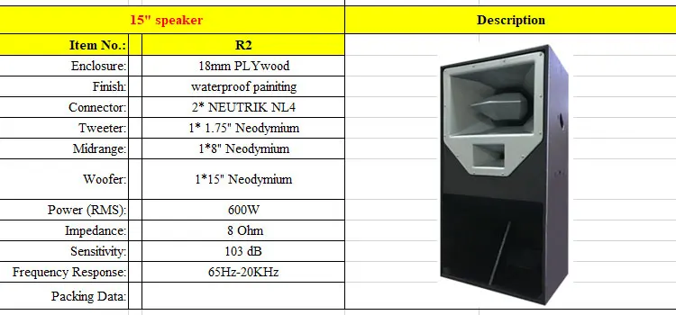 TIWA 15 inches Neodymium professional speaker 600 Watts - ANKUX.COM