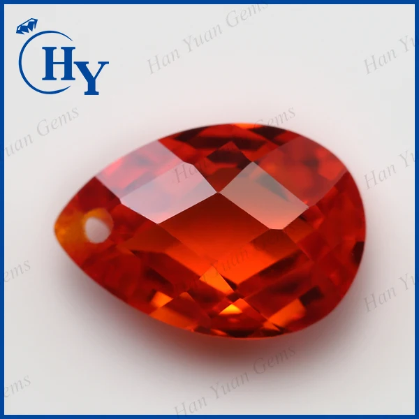 Wuzhou wholesale synthetic diamond gems 7*10mm pear checker cut cubic zirconia