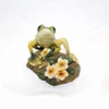 Resin antique frog garden statue with flowers for garden decor
