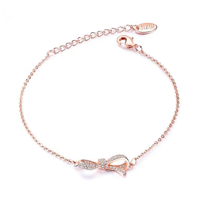 Women's Diamond Zircon Knotted Rose Gold Jewelry Butterfly Bracelet, White, rose gold
Women's Diamond Zircon Knotted Rose Gold Jewelry Butterfly Bracelet, White, rose gold