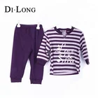 Wholesale Strips Printed Winter Girls Clothing Sets Children Clothes Suit