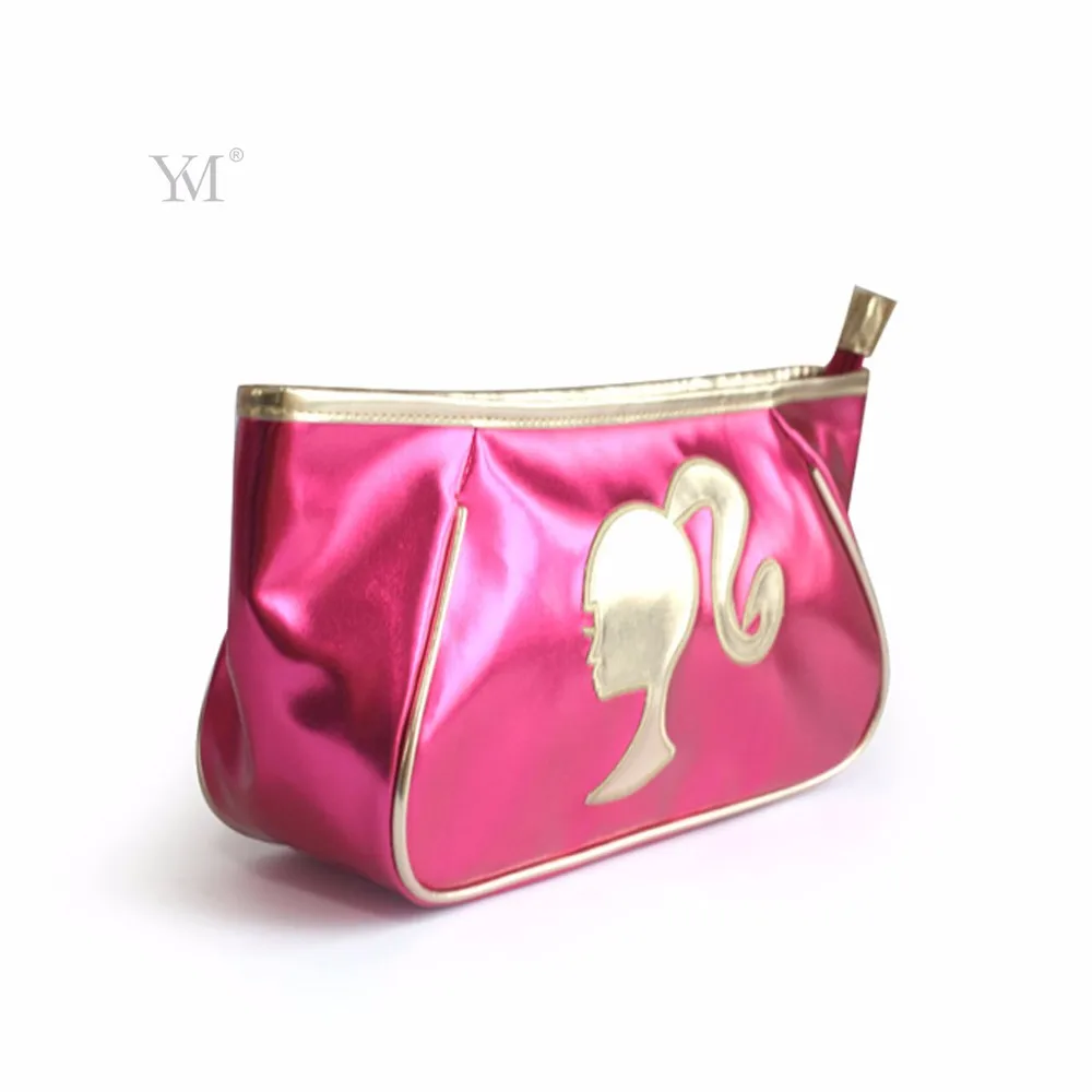 good looking pink pu girls funny trendy makeup bags for cosmetic