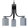 3 light chandelier in ebony bronze finish with dove white square glass shade CH1987-3EBZ