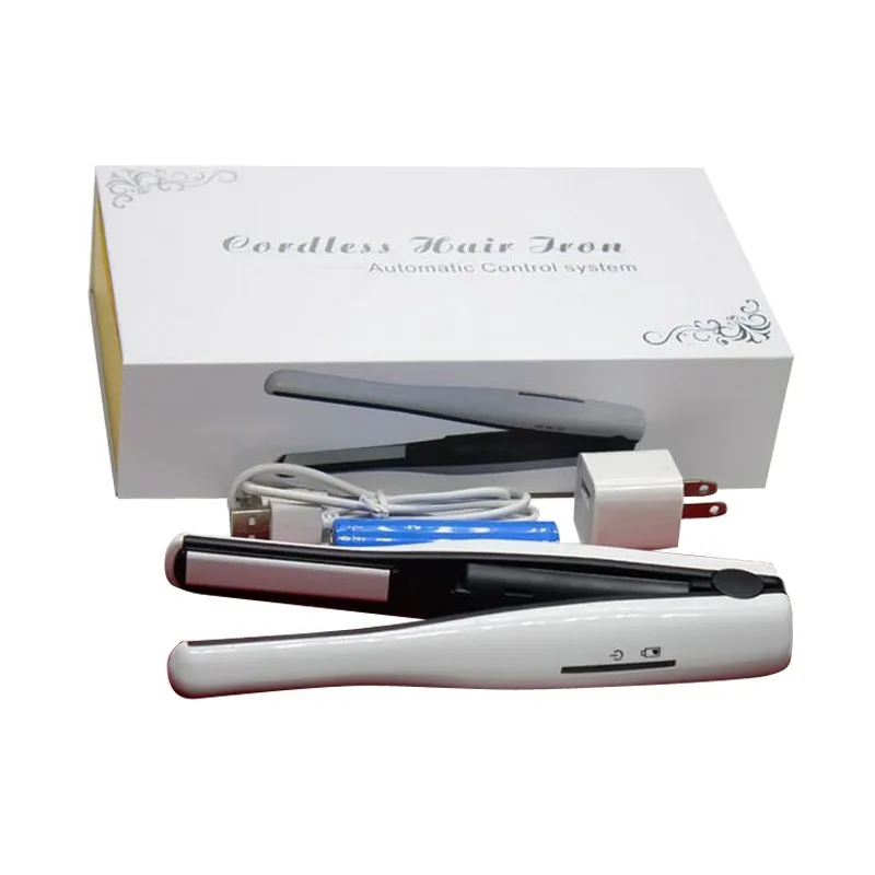 

Battery Powered Travel Rechargeable USB Cordless Mini Hair Straightener, Rose red;white