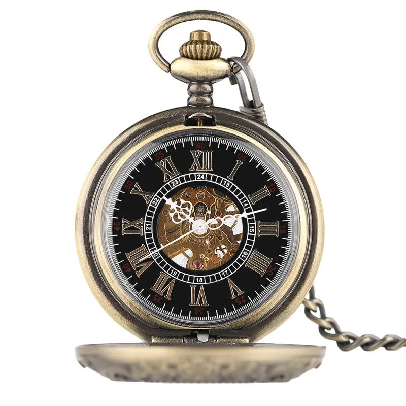 Antique Mechanical Pocket Watch Floral Crystal Cover Fob Chain Elegant Nurse Watches Special Gifts for Friends Family New Year (3)