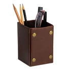 YOB-16 Perfect Gift PU leather Desktop Organizer Pens Pencil Holder