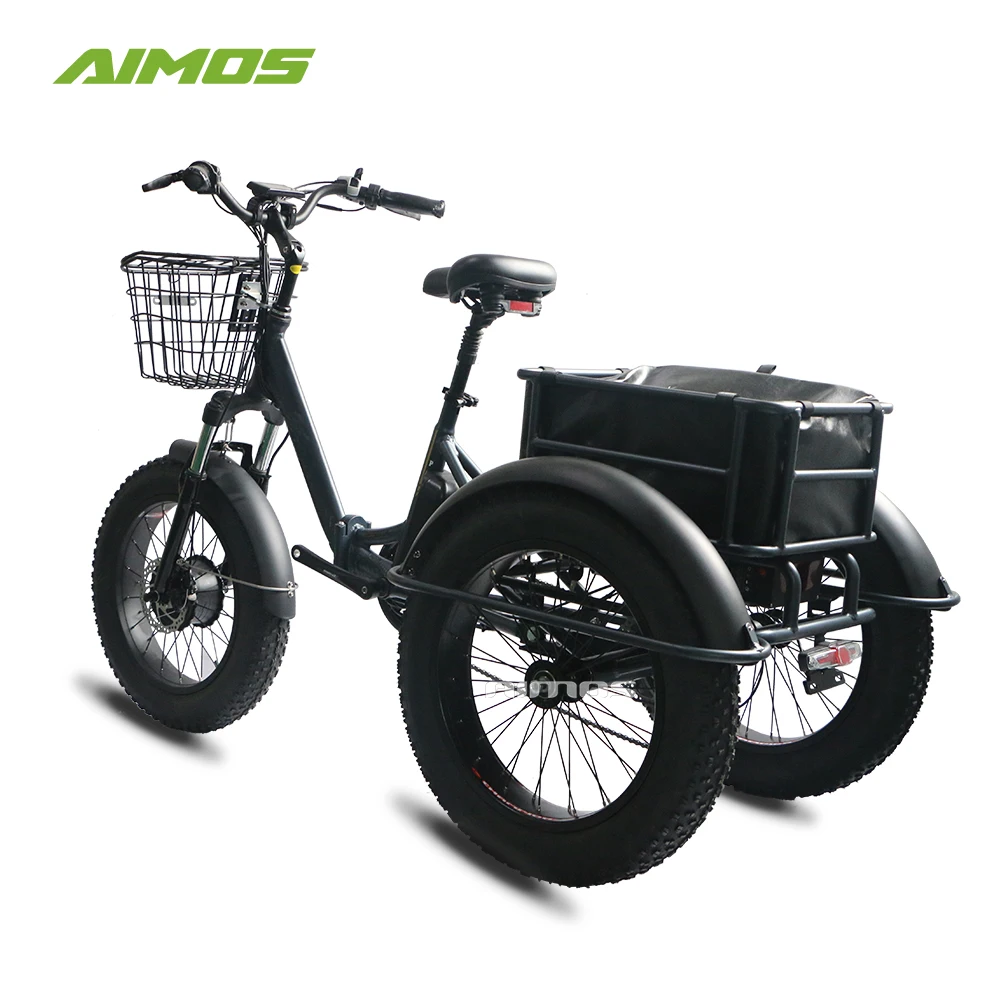 Aimos 2018 3 tekerlekli elektrikli bisiklet üç tekerlekli yetişkin kargo elektrikli bisiklet sepeti ile