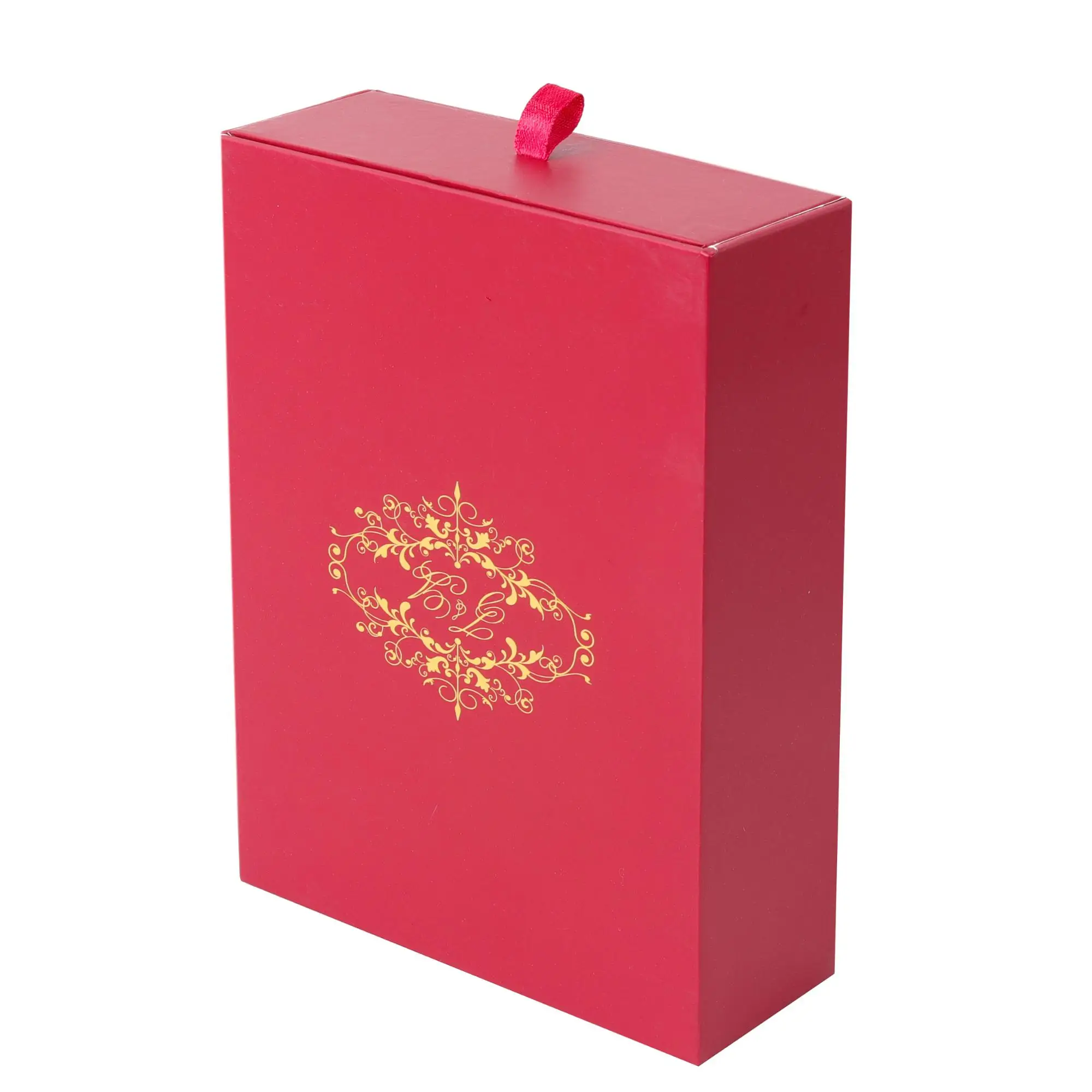 red color elegent cardboard drawer box for gift packaging