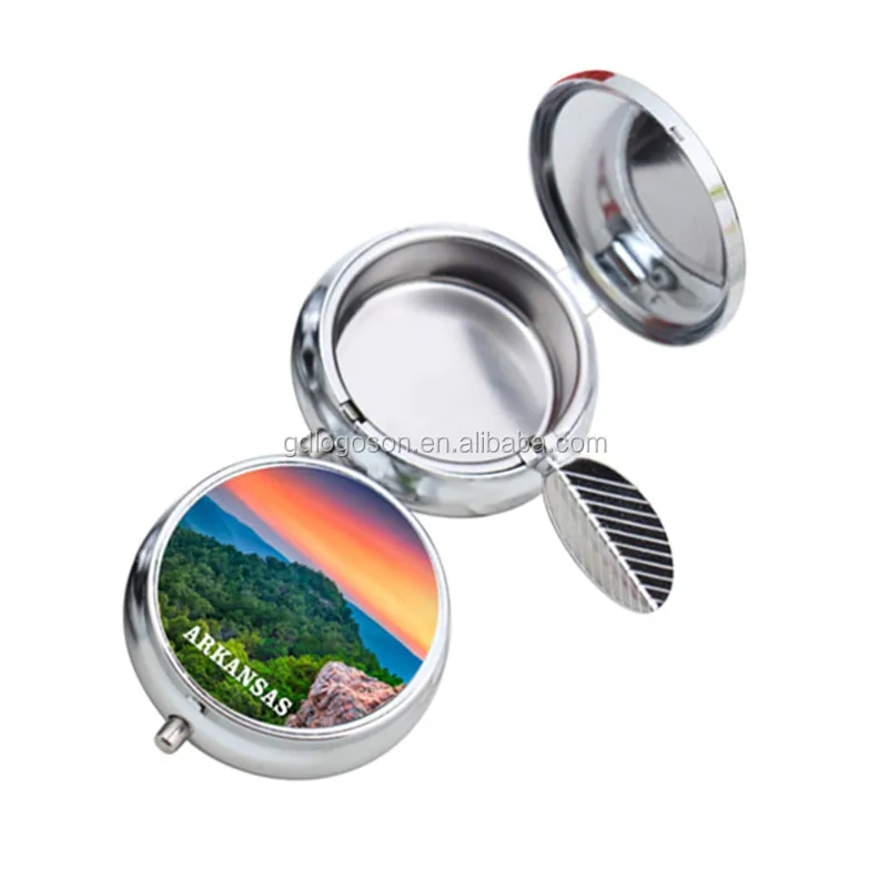 Epoxy Printing Portable Mini Pocket Ashtray Ash Case Holder Keychain Key Ring