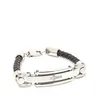MSX Jewelry Men's CZ Cross Black band Stainless Steel and Leather Bracelet