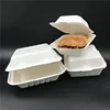 Bulk clamshell green to go food box sugarcane pulp recyclable biodegradable takeaway packaging for noodle