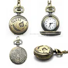 Ancient quartz men pocket watches Copper Bronze Power Long Chain Pocket Watch