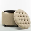 Velvet Pouf Inflatable Foot Rest Chair Storage Puff Round Box Modern Tufted Fabric Ottoman Stool
