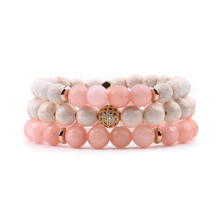 Hot Selling Customized Personalise Pink Natural Stone Jewelry Beaded Bracelet Set, Colorful
Hot Selling Customized Personalise Pink Natural Stone Jewelry Beaded Bracelet Set, Colorful