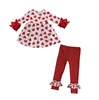 2019 wholesale children boutique clothing valentine love heart adorns children's suit Outfits For Adorable Little Girs