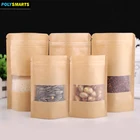 High Quality Plastic Lined Kraft Paper Pouch Stand Up Zip Lock Bag With Clear Window For Dried Food,Snack Packaging*