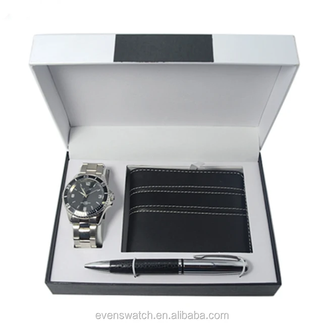 model men gift  set watch with pen and  wallet for business man