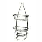BX Group 3 layer bathroom basket storage shelf double hook hanging shower rack