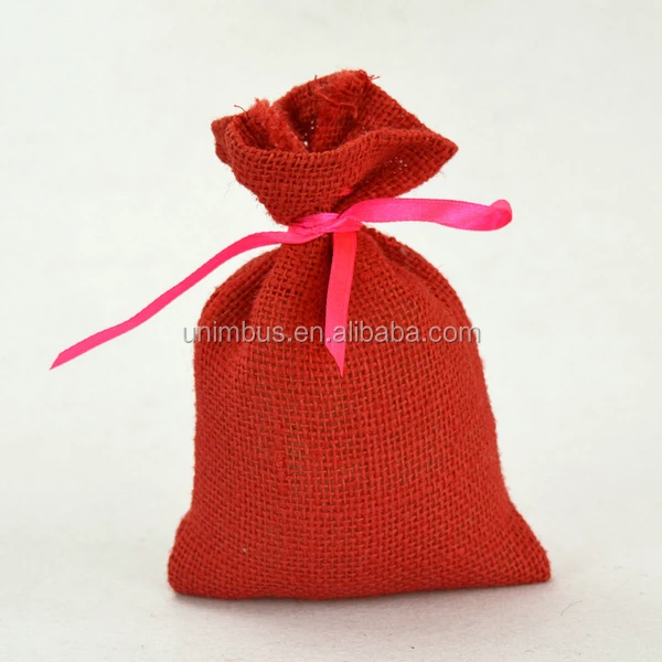 trade custom nice look gift pouch packing jute drawstring bag