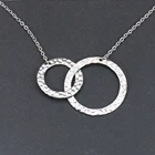 Silver Color Eternity Circle Link Chian Necklaces Jewelry Long Bijoux Femme Double Hoop Pendant Necklace for Women