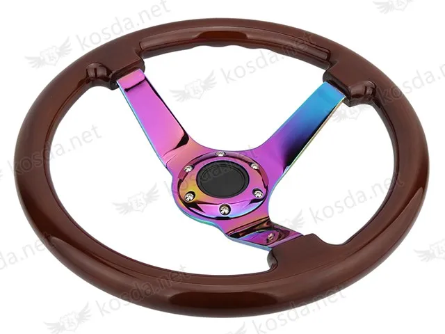 350mm Wood Steering Wheel Neochrome Spoke Wood4