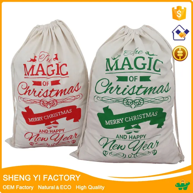 wholesale latest design christmas gift bags cotton santa sacks