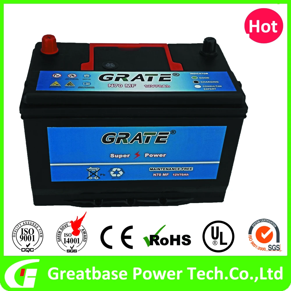 Hot Export High Quality MF sealed n70 car battery 12v 70ah