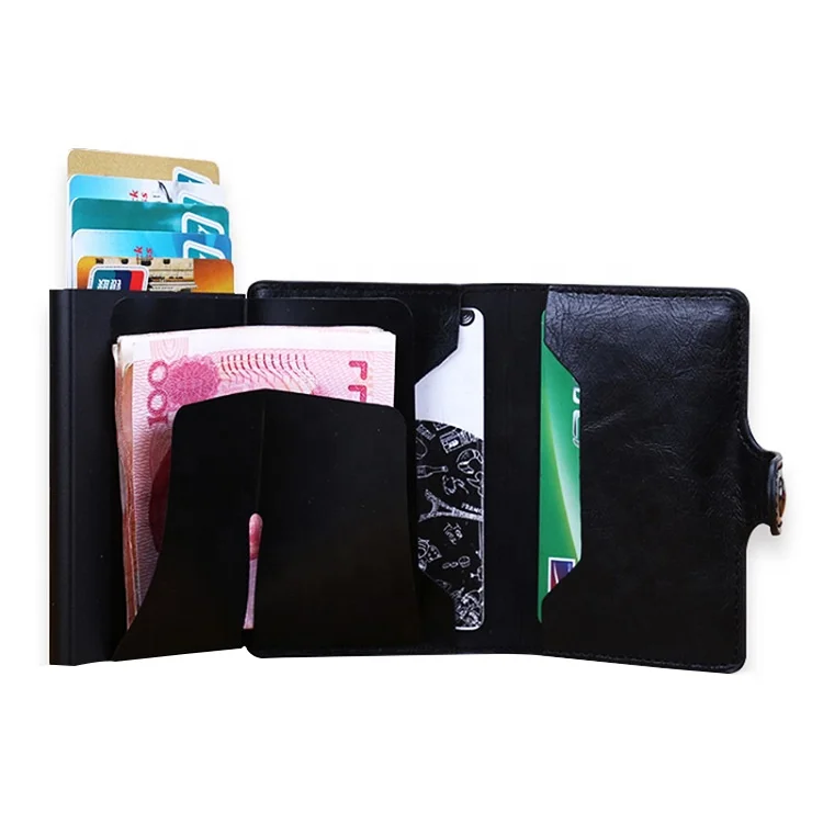 Factory OEM high quality faux leather RFID aluminum card holder credit card RFID wallet
Factory OEM high quality faux leather RFID aluminum card holder credit card RFID wallet