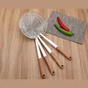HOT 12-14-16-18-20CM full sizes 201 stainless steel double layer cheap wire net kitchen ramen noodle strainer with wood handle
